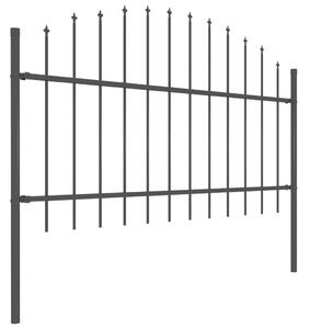 Gard de grădină cu vârf suliță, negru, 10,2 m, oțel