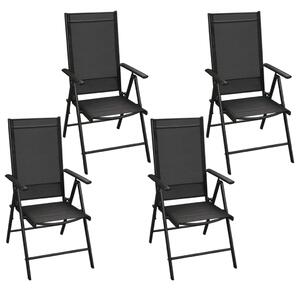 Set mobilier exterior, scaune pliante, 5 piese, negru, aluminiu