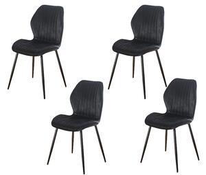 Set 4 Scaune Living Tapițate KJC104 Negru