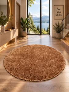 Covor Rotund Fantasy 12500-12, Marime 67 x 67 cm, Maro, Inaltime Fir 30 mm, Antialergic, Polipropilena, Living, Dormitor, Sufragerie, Birou 67 x 67