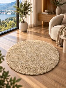 Covor Rotund Fantasy 12500-80, Marime 67 x 67 cm, Bej, Inaltime Fir 30 mm, Antialergic, Polipropilena, Living, Dormitor, Sufragerie, Birou 67 x 67