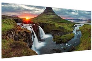 Tablou - Kirkjufell la apus (120x50 cm)