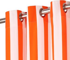 Perdele inele metalice 2 buc dungi portocalii 140x245 cm textil