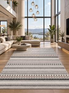 Covor Ethnic Light 11042-290, Marime 80 x 150 cm, Gri, Inaltime Fir 9 mm, Antialergic, Polipropilena, Living, Dormitor, Sufragerie, Birou 80 x 150