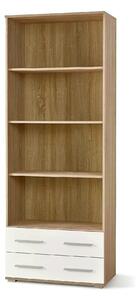 Biblioteca LIMA, alb/stejar sonoma, PAL laminat, 77x40x200 cm