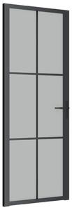 Ușă de interior, 76x201,5 cm, sticlă neagră mată și aluminiu