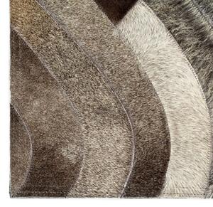 Covor piele cu păr natural, mozaic, gri/argintiu, 160 x 230 cm