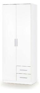 Dulap LIMA S2, alb, PAL laminat, cu 2 usi si 2 sertare, 80x52x205 cm