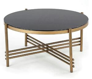 Masuta cafea Ismena, negru/auriu, sticla/otel, 80x80x41 CM