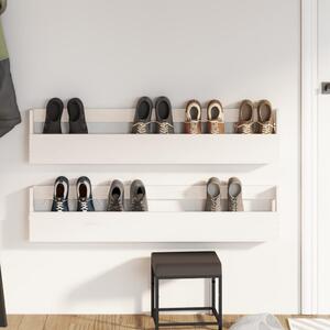 Pantofare de perete, 2 buc., alb, 110x9x23 cm, lemn masiv pin