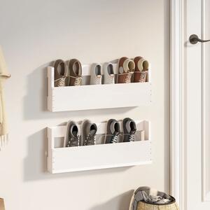 Pantofare de perete, 2 buc., alb, 59x9x23 cm, lemn masiv pin