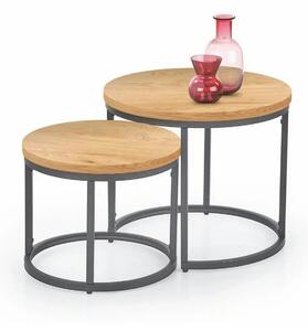 Set 2 masute cafea OREO, stejar auriu/negru