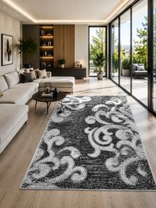 Covor Ramuri 16028-610, Marime 60 x 110 cm, Gri, Inaltime Fir 7 mm, Antialergic, Polipropilena, Living, Dormitor, Sufragerie, Birou 60 x 110