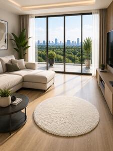 Covor Rotund Fantasy 12500-10, Marime 67 x 67 cm, Crem, Ivory, Inaltime Fir 30 mm, Antialergic, Polipropilena, Living, Dormitor, Sufragerie, Birou 67