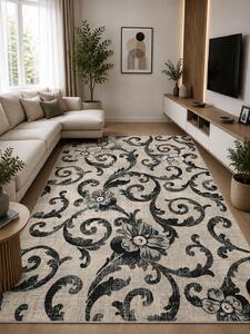 Covor Cappuccino 16003-81, Marime 60 x 110 cm, Gri, Inaltime Fir 7 mm, Antialergic, Polipropilena, Living, Dormitor, Sufragerie, Birou 60 x 110
