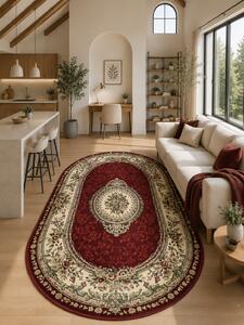 Covor Oval Lotos 571-210, Marime 60 x 110 cm, Rosu, Inaltime Fir 8 mm, Antialergic, Polipropilena, Living, Dormitor, Sufragerie, Birou 60 x 110