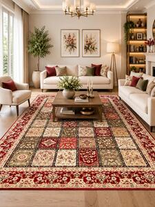 Covor Timbre 1518-120, Marime 60 x 110 cm, Rosu, Inaltime Fir 8 mm, Antialergic, Polipropilena, Living, Dormitor, Sufragerie, Birou 60 x 110