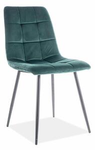 Scaun tapitat MILA, verde/negru, stofa catifelata/metal, 45x41x86 cm