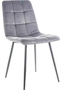 Scaun tapitat MILA, gri, stofa catifelata/metal, 47x45x87