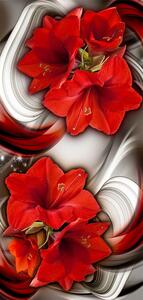 Fototapet pentru ușă - Photo wallpaper - Abstraction and red flowers I