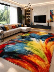 Covor Brush 11017-180, Marime 80 x 150 cm, Multicolor, Inaltime Fir 9 mm, Antialergic, Polipropilena, Living, Dormitor, Sufragerie, Birou 80 x 150