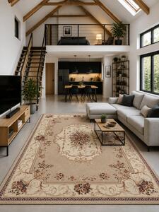 Covor Lotos 507-100, Marime 60 x 110 cm, Crem, Inaltime Fir 8 mm, Antialergic, Polipropilena, Living, Dormitor, Sufragerie, Birou 60 x 110