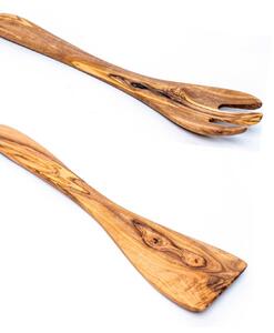 Set Catania spatula si furculita din lemn de maslin 25 30 35 cm