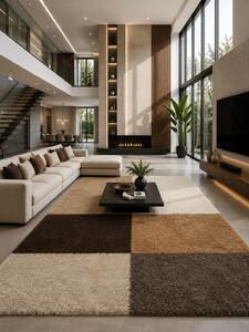 Covor Fantasy 12518-19, Marime 120 x 170 cm, Bej, Maro, Inaltime Fir 30 mm, Antialergic, Polipropilena, Living, Dormitor, Sufragerie, Birou 120 x 170