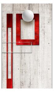Fototapet - Concrete, red frames and white knobs