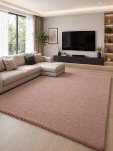 Covor Premium Belgian LOP 020, Marime 50 x 80 cm, Roz, Inaltime Fir 23 mm, Antiderapant, Antialergic, Poliester, Living, Dormitor, Sufragerie, Birou