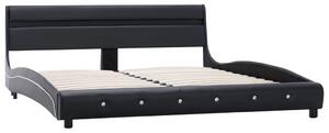 Cadru de pat cu LED, negru, 180 x 200 cm, piele ecologică