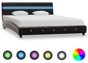Cadru de pat cu LED-uri, negru, 120 x 200 cm, piele ecologică