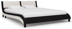 Cadru de pat, negru și alb, 160 x 200 cm, piele ecologică