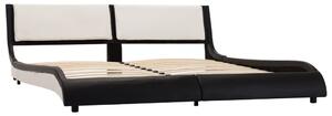 Cadru de pat, negru și alb, 160 x 200 cm, piele ecologică