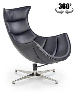 Fotoliu birou LUXOR, negru/crom, piele ecologica/metal, 86x84x96 cm