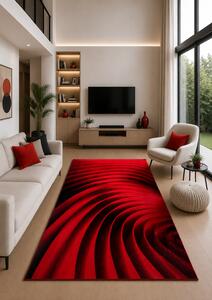 Covor Spiral 11006-120, Marime 80 x 150 cm, Rosu, Inaltime Fir 9 mm, Antialergic, Polipropilena, Living, Dormitor, Sufragerie, Birou 80 x 150