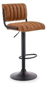 Scaun bar H88, maro/negru, piele ecologica/otel, 39x46x89/109 cm