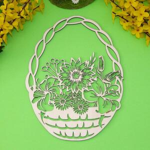 DUBLEZ | Coșuleț decorativ cu flori de Paște