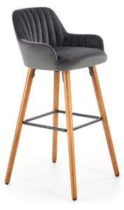 Scaun bar H93, gri inchis/nuc, stofa/lemn, 47x49x98 cm