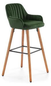Scaun bar H93, verde inchis/nuc, stofa/lemn, 47x49x98 cm