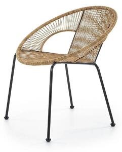 Scaun de gradina BARI, maro/negru, rattan sintetic/otel, 69x60x74x44 c