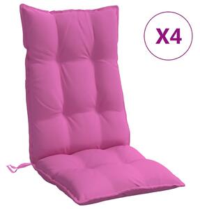 Perne de scaun cu spătar înalt, 4 buc, roz, țesătură Oxford