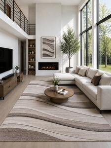 Covor Daffi 13001-120, Marime 60 x 110 cm, Bej, Maro, Inaltime Fir 6 mm, Antialergic, Polipropilena, Living, Dormitor, Sufragerie, Birou 60 x 110