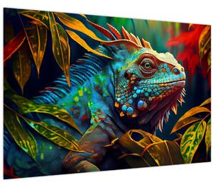 Tablou - Iguana colorată (90x60 cm)