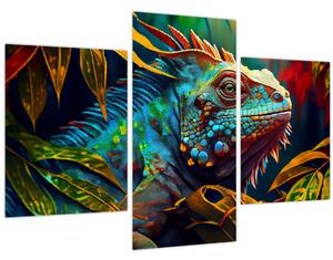 Tablou - Iguana colorată (90x60 cm)