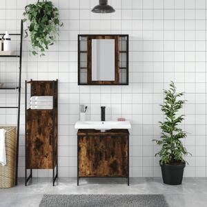 Set dulapuri de baie, 3 piese, stejar afumat, lemn prelucrat