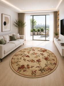 Covor Rotund Lotos 551-100, Marime 100 x 100 cm, Bej, Crem, Inaltime Fir 8 mm, Antialergic, Polipropilena, Living, Dormitor, Sufragerie, Birou 100 x