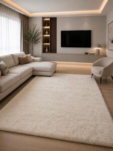Covor Premium Belgian LOP 060, Marime 50 x 80 cm, Alb, Inaltime Fir 23 mm, Antiderapant, Antialergic, Poliester, Living, Dormitor, Sufragerie, Birou