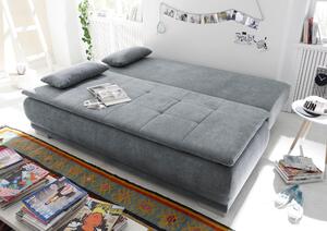 Canapea extensibila cu lada de depozitare, tapitata cu stofa, 3 locuri, Lois Antracit, l211xA103xH93 cm