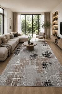 Covor Mira 24037-123, Marime 50 x 80 cm, Gri, Maro, Inaltime Fir 6 mm, Antialergic, Polipropilena, Living, Dormitor, Sufragerie, Birou 50 x 80